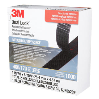 3M Dual Lock Reclosable Fastener MP3551CF/MP3552CF, Black, 1 in x 5 yd