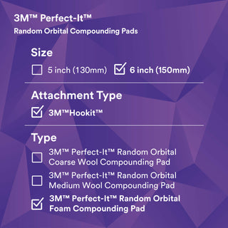 3M Perfect-It Random Orbital Foam Compounding Pad 34126, Coarse,White, 6 in