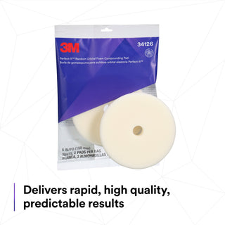 3M Perfect-It Random Orbital Foam Compounding Pad 34126, Coarse,White, 6 in