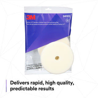 3M Perfect-It Random Orbital Foam Compounding Pad 34122, Coarse,White, 5 in