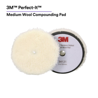 3M Perfect-It Random Orbital Wool Compounding Pad 34121, Medium,White, 5 in