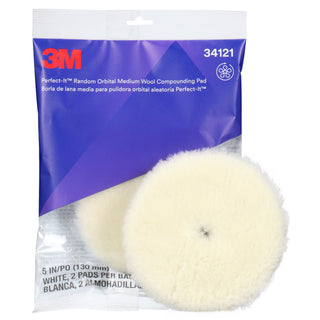 3M Perfect-It Random Orbital Wool Compounding Pad 34121, Medium,White, 5 in