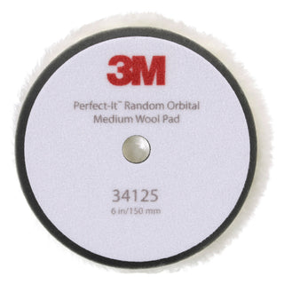 3M Perfect-It Random Orbital Wool Compounding Pad 34125, Medium,White, 6 in