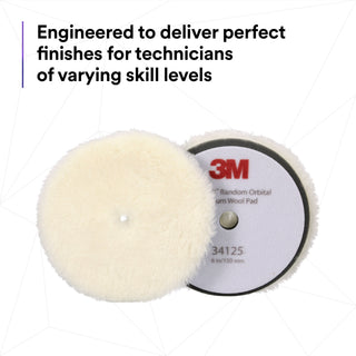 3M Perfect-It Random Orbital Wool Compounding Pad 34125, Medium,White, 6 in