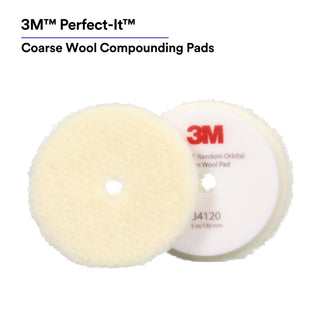 3M Perfect-It Random Orbital Wool Compounding Pad 34120, Coarse,White, 5 in