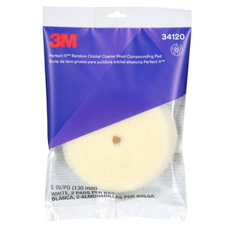 3M Perfect-It Random Orbital Wool Compounding Pad 34120, Coarse,White, 5 in