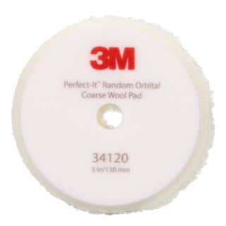 3M Perfect-It Random Orbital Wool Compounding Pad 34120, Coarse,White, 5 in