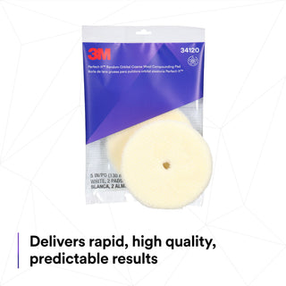 3M Perfect-It Random Orbital Wool Compounding Pad 34120, Coarse,White, 5 in