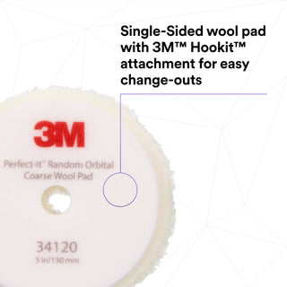 3M Perfect-It Random Orbital Wool Compounding Pad 34120, Coarse,White, 5 in