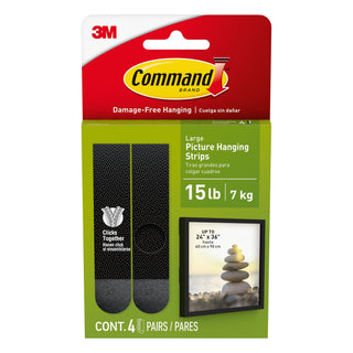 Command 15 Lb Black Picture Hanging Strips 17206BLK-ES, 4 Pairs