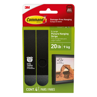 Command 20 lb Black Picture Hanging Strips 17217BLK-ES, 4 Pairs