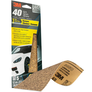 3M Sandpaper 03038, 3-2/3 in x 9 in, 40 Grit, 5/Pack