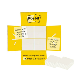 Post-it® Transparent Notes 600-TRSPT-SIOC, 2-7/8 in x 2-7/8 in (73 mm x 73 mm)