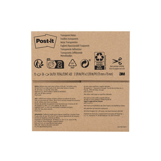 Post-it® Transparent Notes 600-TRSPT-SIOC, 2-7/8 in x 2-7/8 in (73 mm x 73 mm)