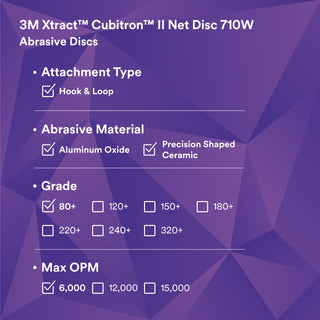 3M Xtract Cubitron II Net Disc 710W, 80+, 8 in x NH, Die 800L