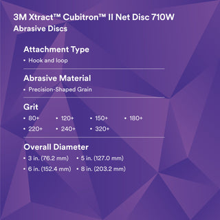 3M Xtract Cubitron II Net Disc 710W, 80+, 8 in x NH, Die 800L