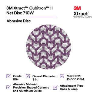 3M Xtract Cubitron II Net Disc 710W, 80+, 3 in x NH, Die 300V