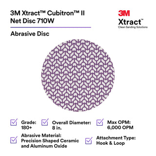 3M Xtract Cubitron II Net Disc 710W, 180+, 8 in x NH, Die 800L