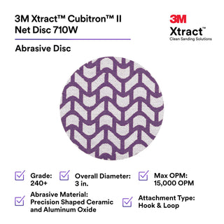 3M Xtract Cubitron II Net Disc 710W, 240+, 3 in x NH, Die 300V