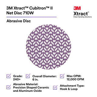 3M Xtract Cubitron II Net Disc 710W, 240+, 6 in x NH, Die 600Z