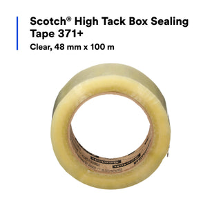 Scotch® High Tack Box Sealing Tape 371+, Clear, 48 mm x 100 m