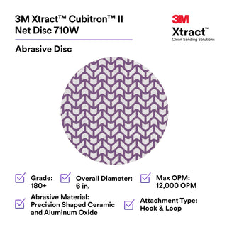 3M Xtract Cubitron II Net Disc 710W, 180+, 6 in x NH, Die 600Z