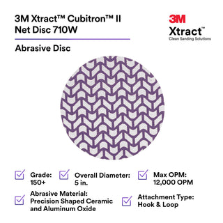 3M Xtract Cubitron II Net Disc 710W, 150+, 5 in x NH, Die 500X