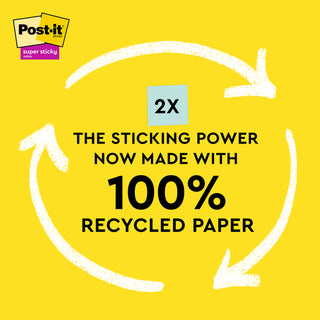 Post-it® Super Sticky Recycled Notes 675R-3SST, 4 in x 4 in (101 mm x 101 mm)