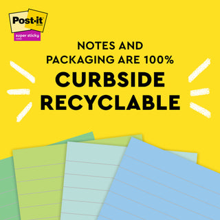 Post-it® Super Sticky Recycled Notes 675R-3SST, 4 in x 4 in (101 mm x 101 mm)