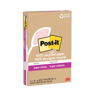 Post-it® Super Sticky Recycled Notes 4621R-4SSNRP, 4 in x 6 in