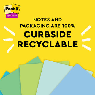 Post-it® Super Sticky Recycled Notes 654R-12SST, 3 in x 3 in (76 mm x 76 mm)