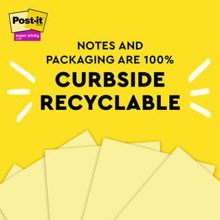 Post-it® Super Sticky Recycled Notes 655R-12SSCY, 3 in x 5 in (76 mm x 127 mm)