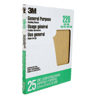 3M Aluminum Oxide Sandpaper 99401NA-M, 9 in x 11 in, 220 grit