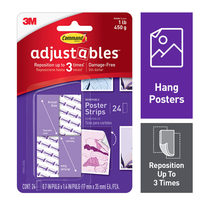 Command® Adjustables Repositionable Poster Strips 17810-24ES, 24 Strips