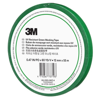 3M UV Resistant Green Masking Tape, 12 mm x 55 m