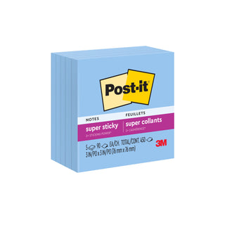 Post-it® Super Sticky Notes 654-5SSBW, 3 in x 3 in (76 mm x 76 mm)