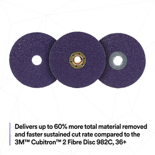 3M Cubitron 3 Fibre Disc 1182C, 36+, TN Quick Change, 4-1/2 in, Die450E