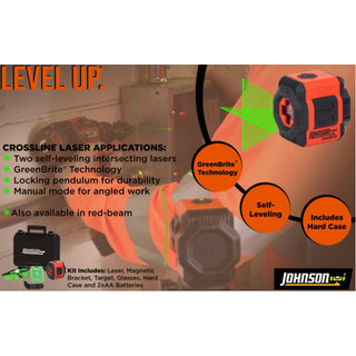 Johnson 40-6601 Self-Leveling Cross-Line Laser Kit with GreenBrite Technology