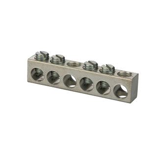 NSI 4-14-614 Aluminum 6 Hole Neutral Bar for 4-14 AWG