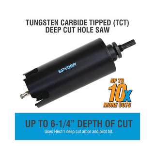 Spyder 600837 6.5 Inch Deep Cut TCT, Hole Saw, 5-1/4 Inch Carbide-tipped