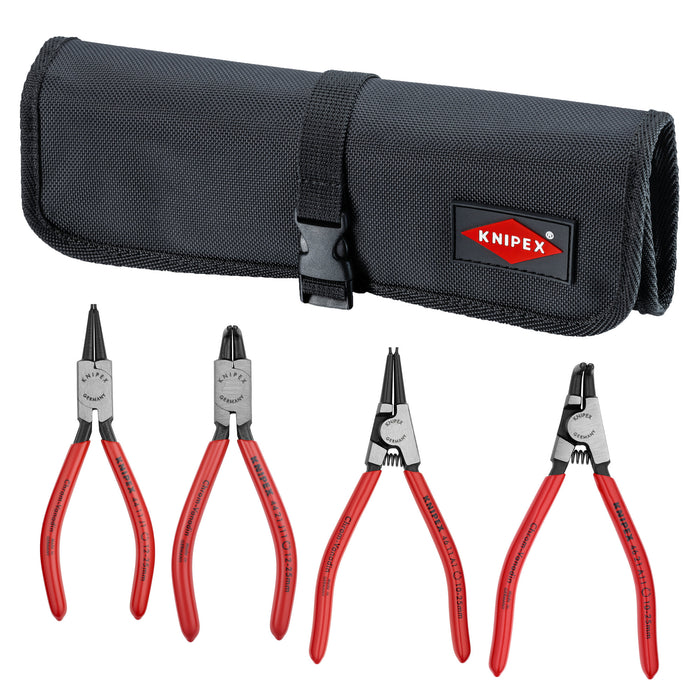 Knipex 9K 00 19 52 US 4 Pc Snap Ring Set In Tool Roll-Straight and 90 Degree