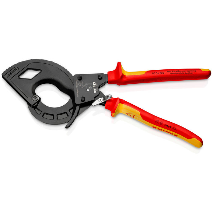 Knipex 95 36 320 12 1/2" 3 Stage Ratcheting Drive Cable Cutter-1000V Insulated