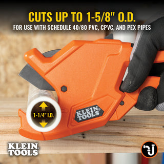 Klein Tools 50044 Precision Ratcheting PVC Pipe Cutter, 1 1/4"