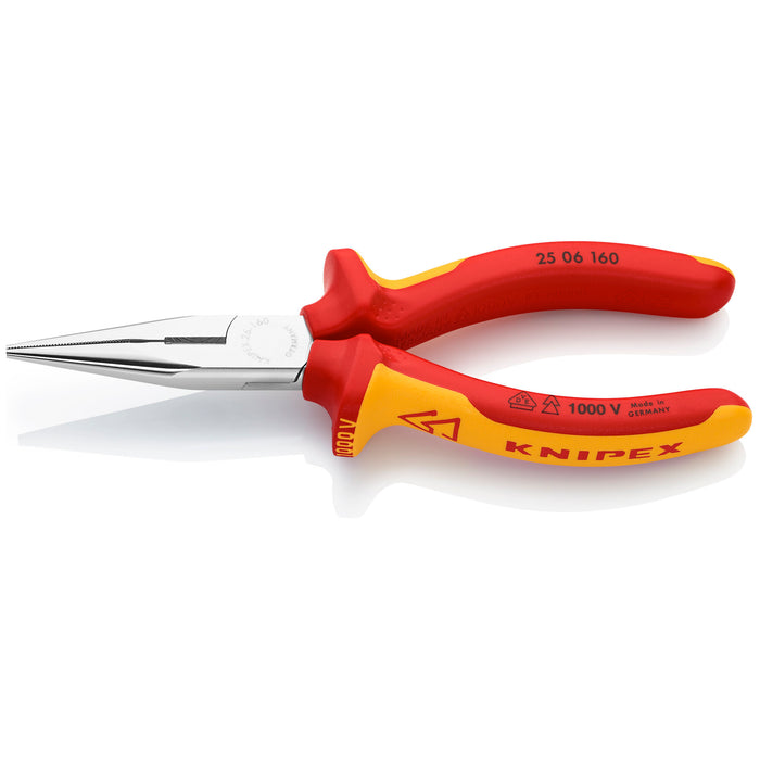 Knipex 25 06 160 6 1/4" Long Nose Pliers with Cutter-1000V Insulated