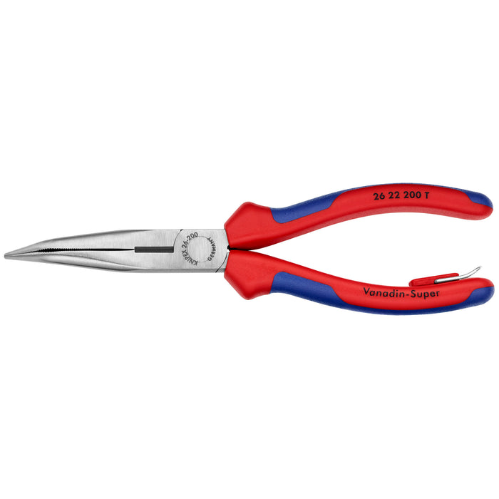 Knipex 26 22 200 T BKA 8" Long Nose 40° Angled Pliers with Cutter-Tethered Attachment
