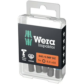 Wera 840/4 IMP DC Hex-Plus DIY Impaktor bits, 5 x 50 mm, 5 pieces