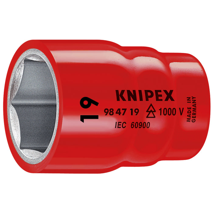 Knipex 98 47 19 1/2" Drive 19 mm Hex Socket-1000V Insulated
