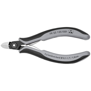 Knipex 79 22 125 ESD 5" Electronics Diagonal Cutters-ESD Handles