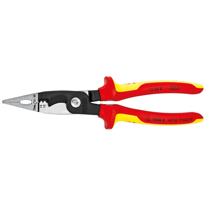 Knipex 13 88 8 US 8" 6-in-1 Electrical Installation Pliers 12 and 14 AWG-1000V Insulated
