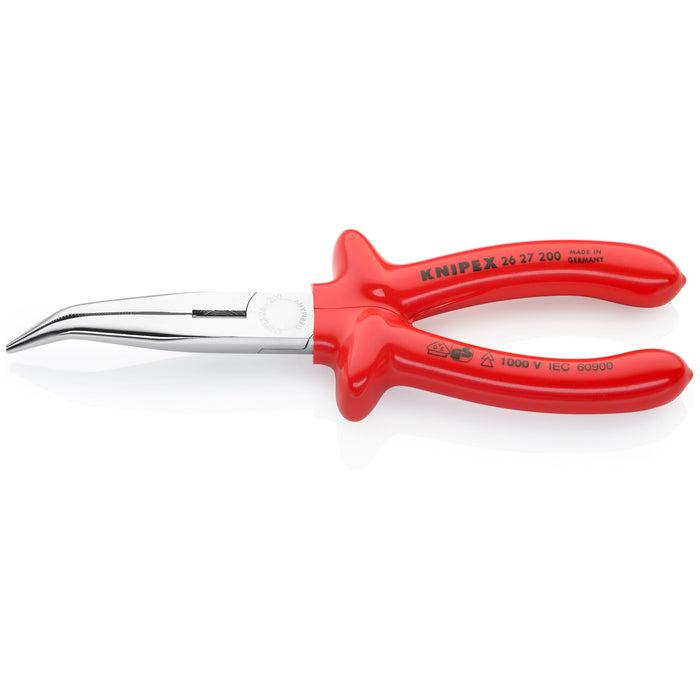 Knipex 26 27 200 8" Long Nose 40° Angled Pliers with Cutter-1000V Insulated